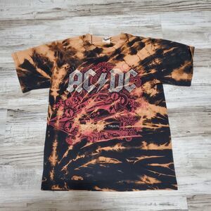 ACDC Black Ice Tour Shirt Reverse Tye Dye Shirt Size Small Hand Tye Dyed